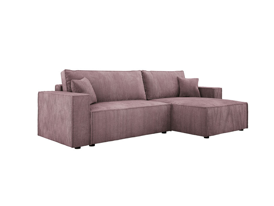 Designer Velanova sofa with sleeper function and storage space, made of corduroy