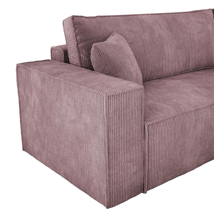 Designer Velanova sofa with sleeper function and storage space, made of corduroy