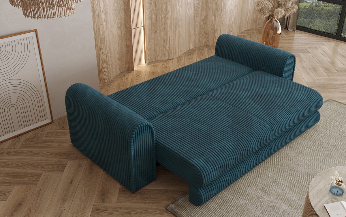 Designer Sofa Lil Buddy 3-seater with sleeping function and storage in wide corduroy