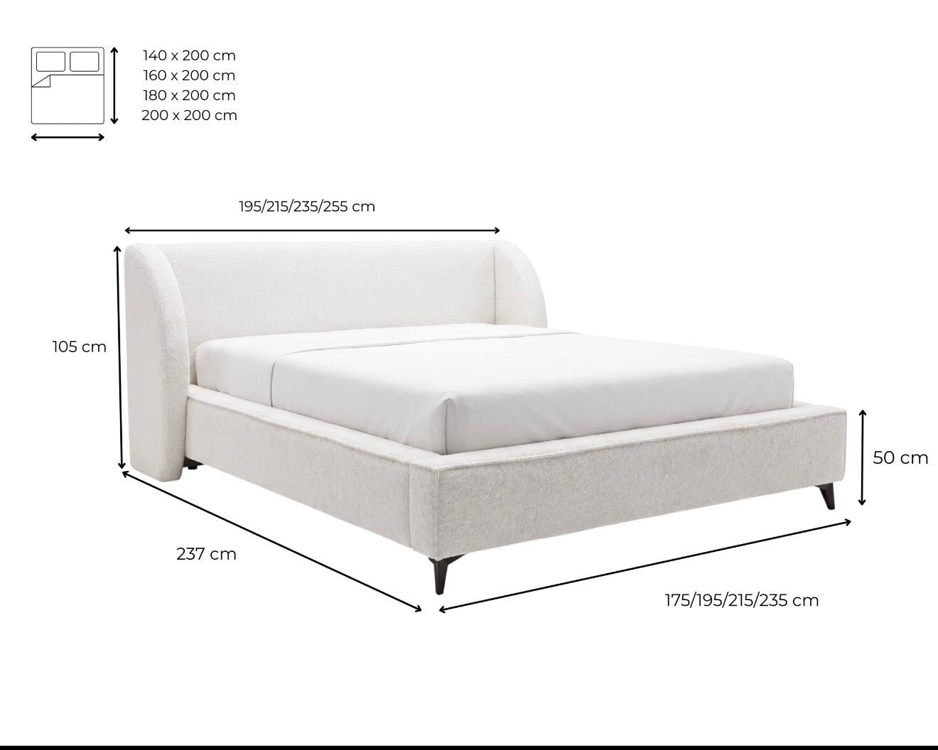 Designer Polsterbett Freya in Strukturstoff mit Stauraum
