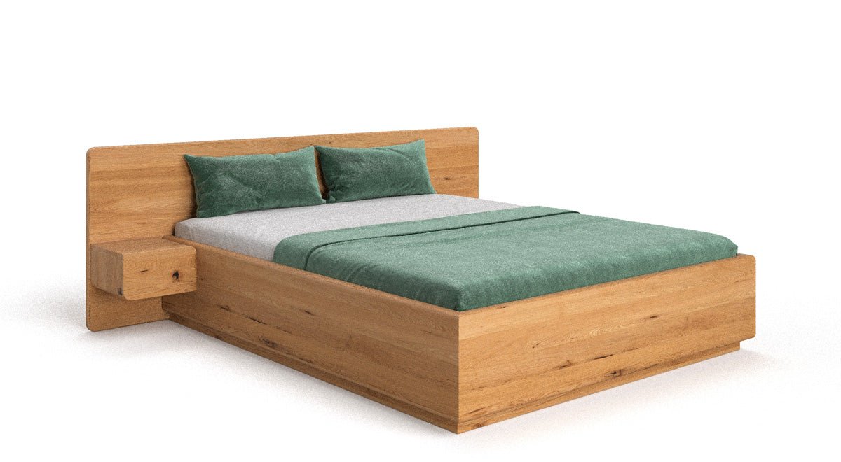 Designer Wooden Bed Fiona in Solid Oak with Storage