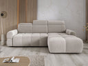 Designer corner sofa Arosa with electric sleeping function in bouclé