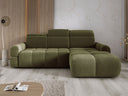 Designer corner sofa Arosa with electric sleeping function in bouclé