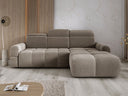 Designer corner sofa Arosa with electric sleeping function in bouclé