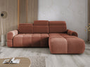 Designer corner sofa Arosa with electric sleeping function in bouclé
