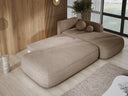 Designer corner sofa Babu bouclé with sofa bed and fold-out function