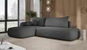 Designer corner sofa Babu bouclé with sofa bed and fold-out function