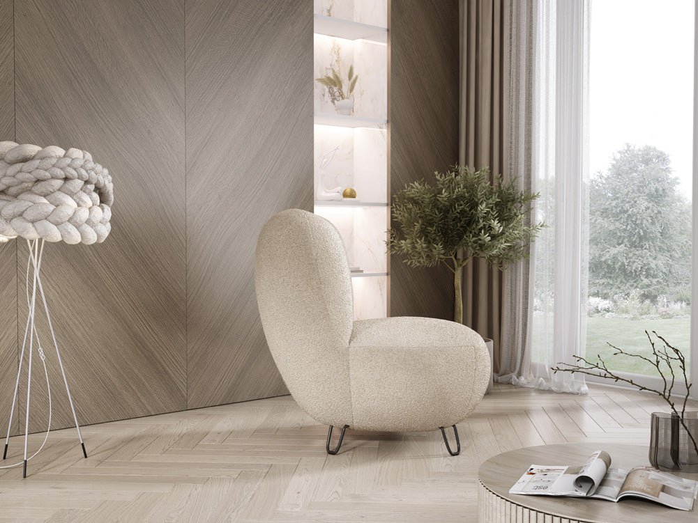 Designer armchair Tokyo in bouclé