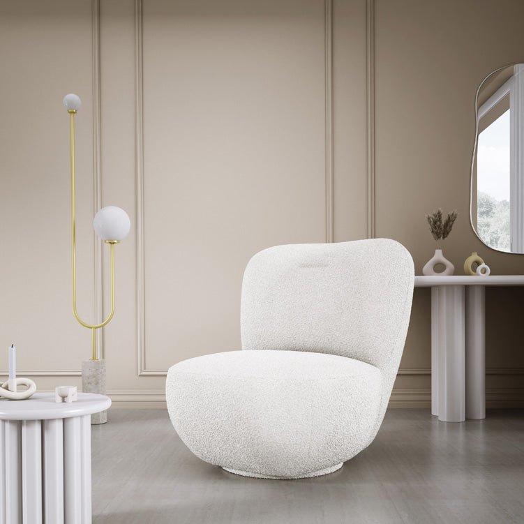 Designer armchair Kyoto 360° swivel function in bouclé