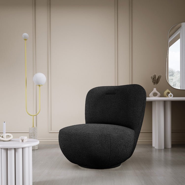Designer armchair Kyoto 360° swivel function in bouclé
