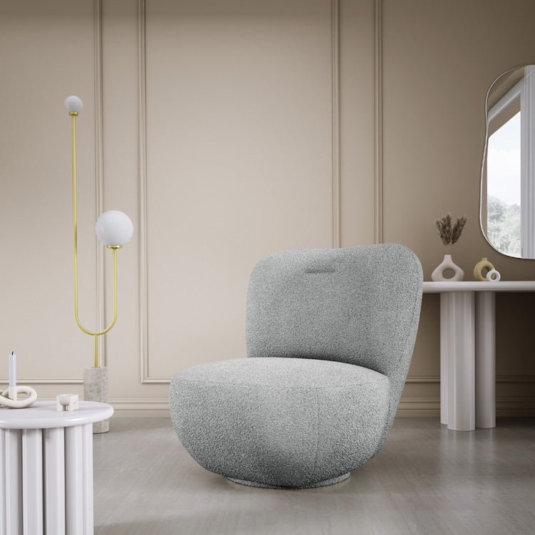 Designer armchair Kyoto 360° swivel function in bouclé