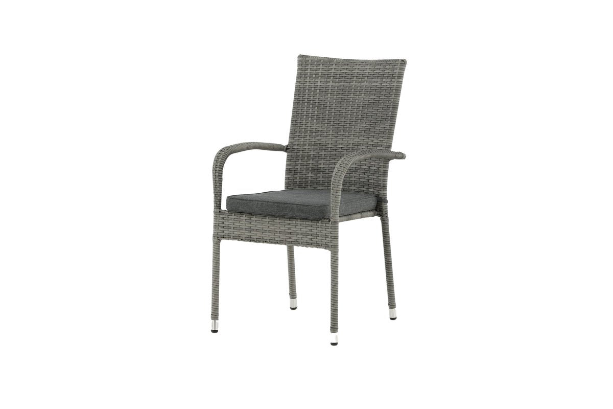 2er Set - Gartenstuhl Emma aus Rattan in Schwarz, Grau