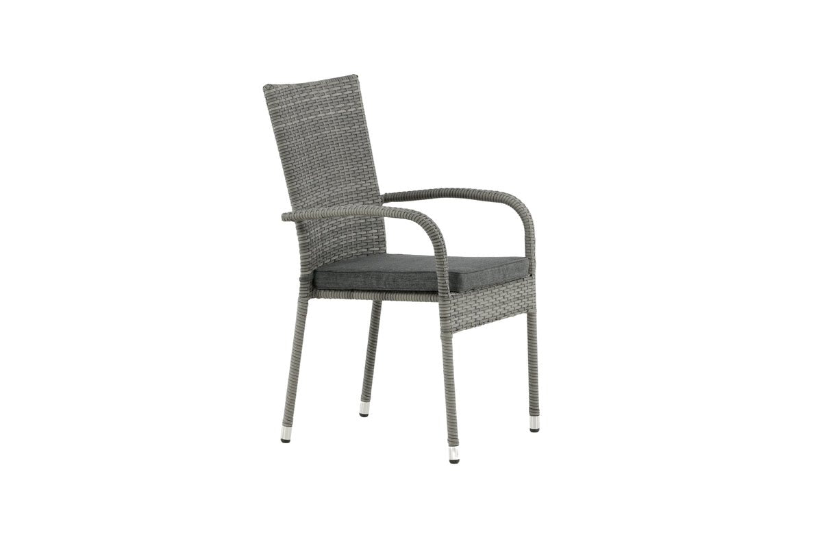2er Set - Gartenstuhl Emma aus Rattan in Schwarz, Grau