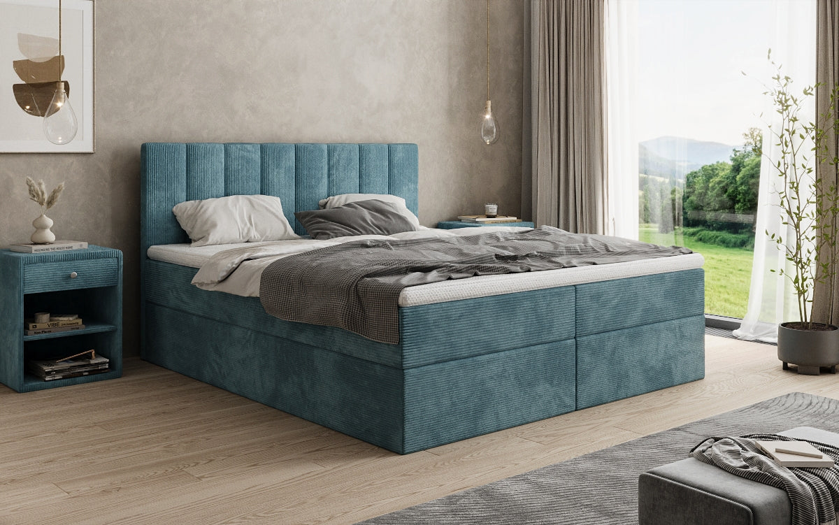 Sofia box spring bed in Corduroy with storage