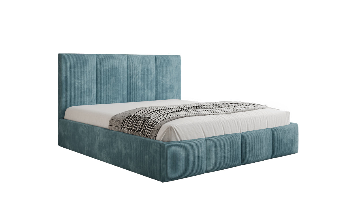 Designer upholstered bed Mina in Corduroy with storage space