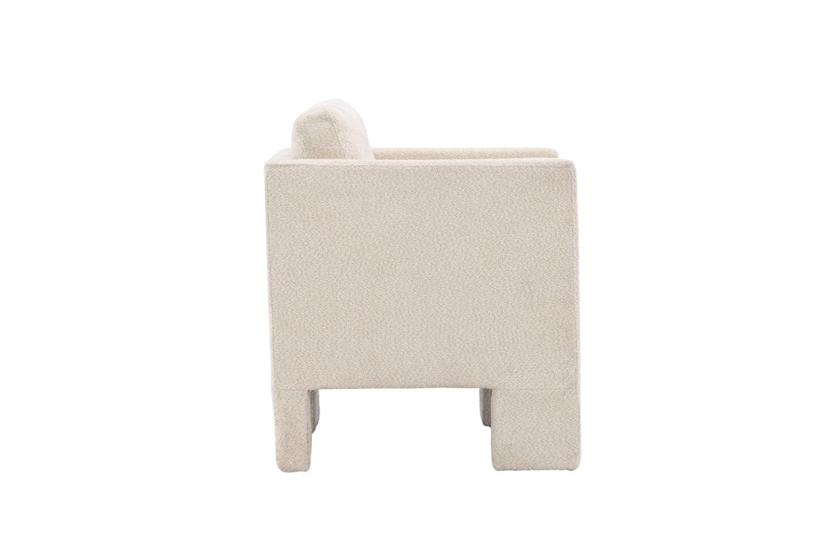 Armchair Rimini - with white bouclé fabric