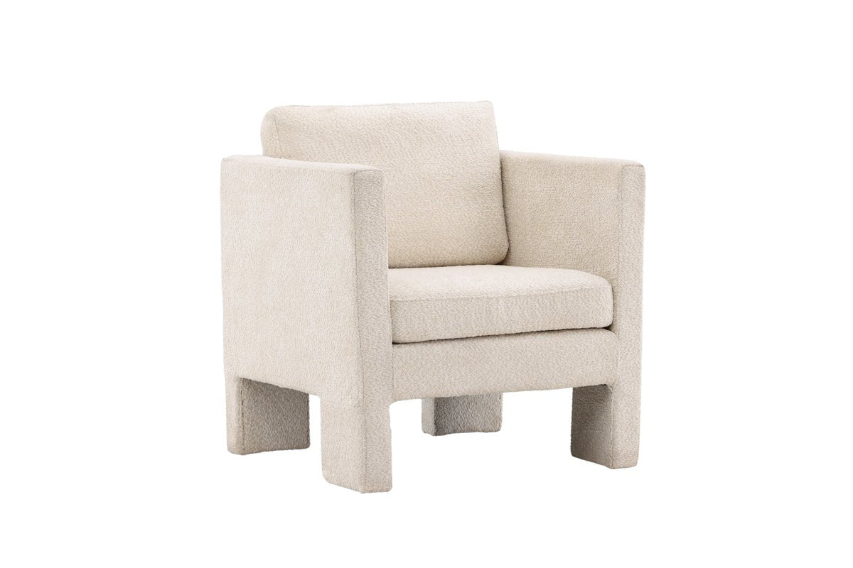 Armchair Rimini - with white bouclé fabric
