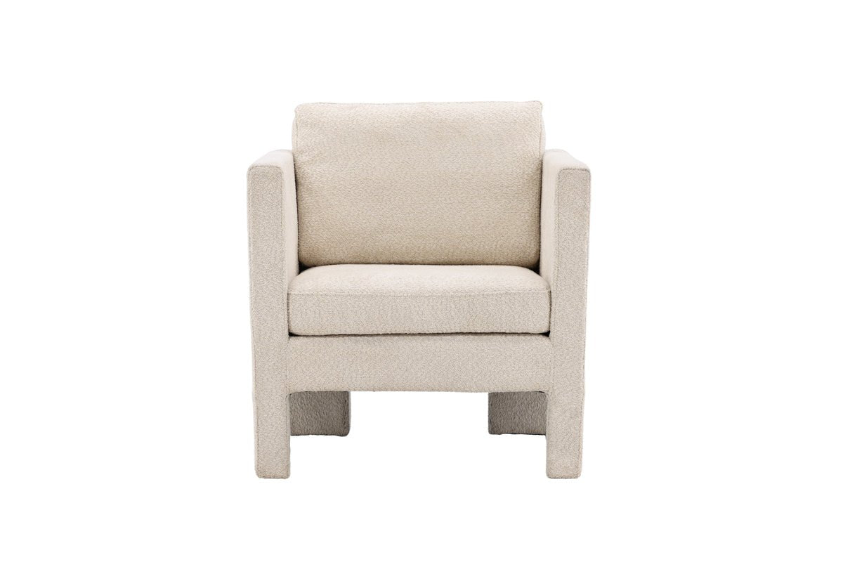 Armchair Rimini - with white bouclé fabric