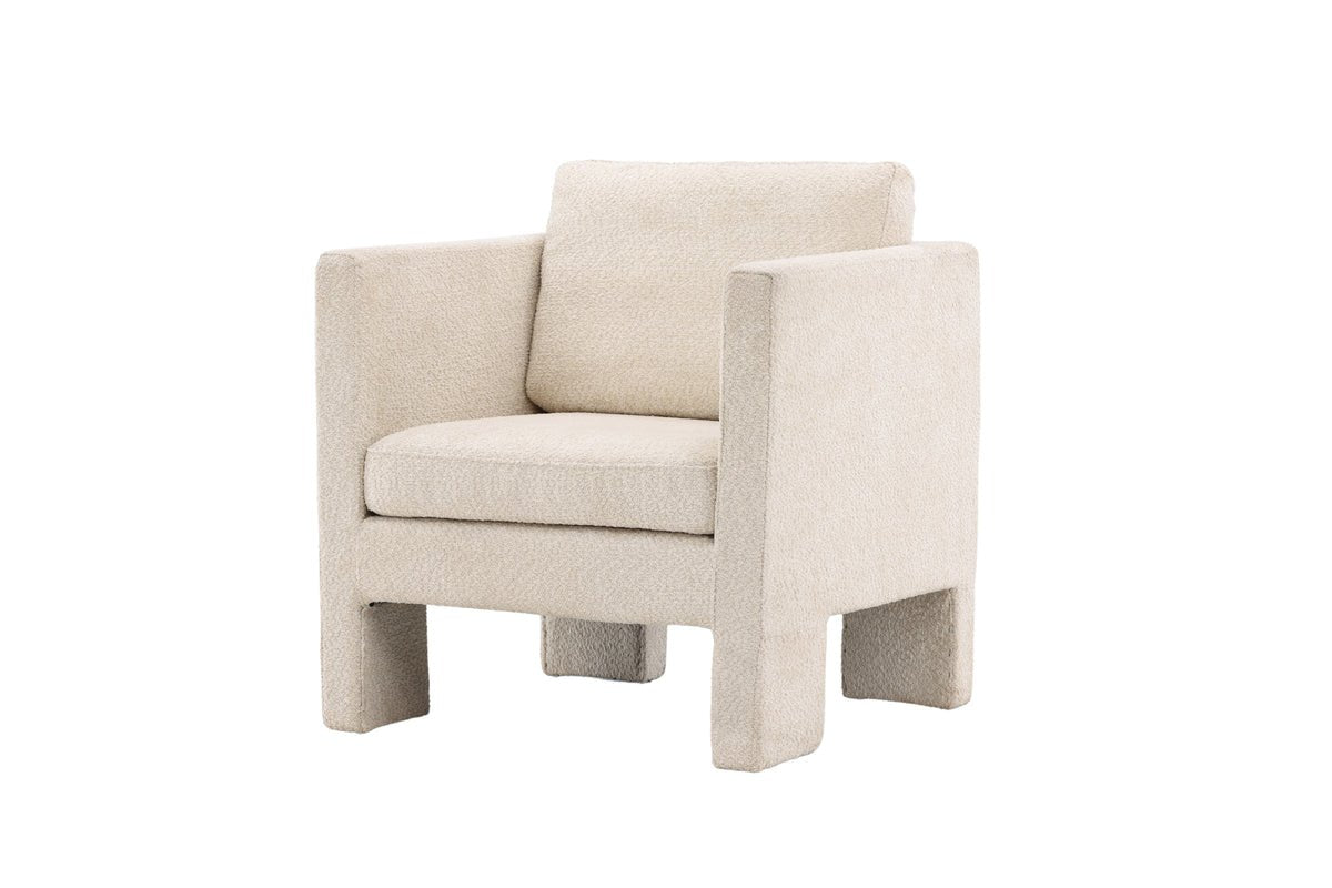 Armchair Rimini - with white bouclé fabric