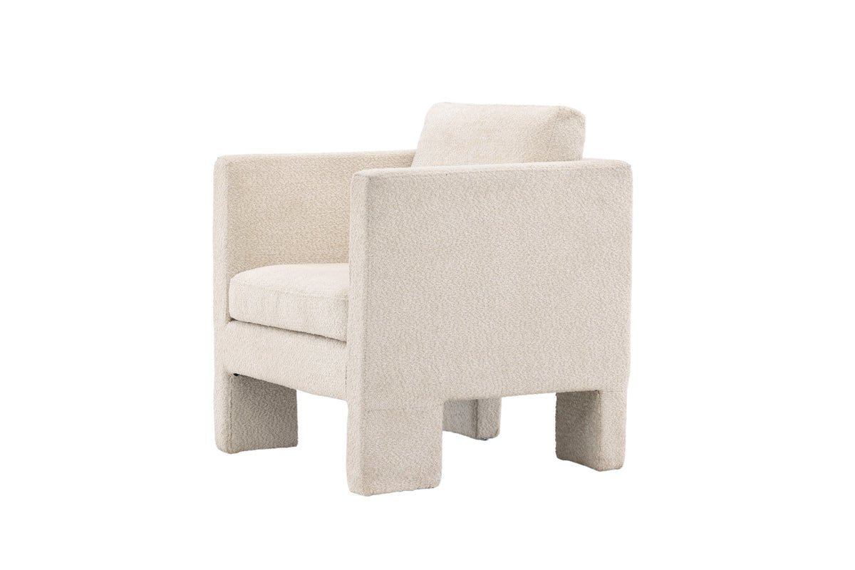 Armchair Rimini - with white bouclé fabric