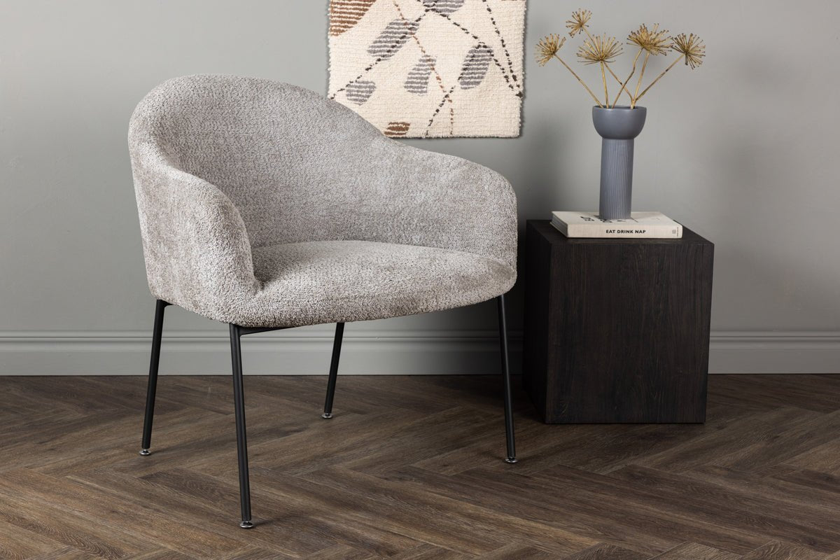 Armchair Kärnten - in Light Gray with Bouclé Upholstery