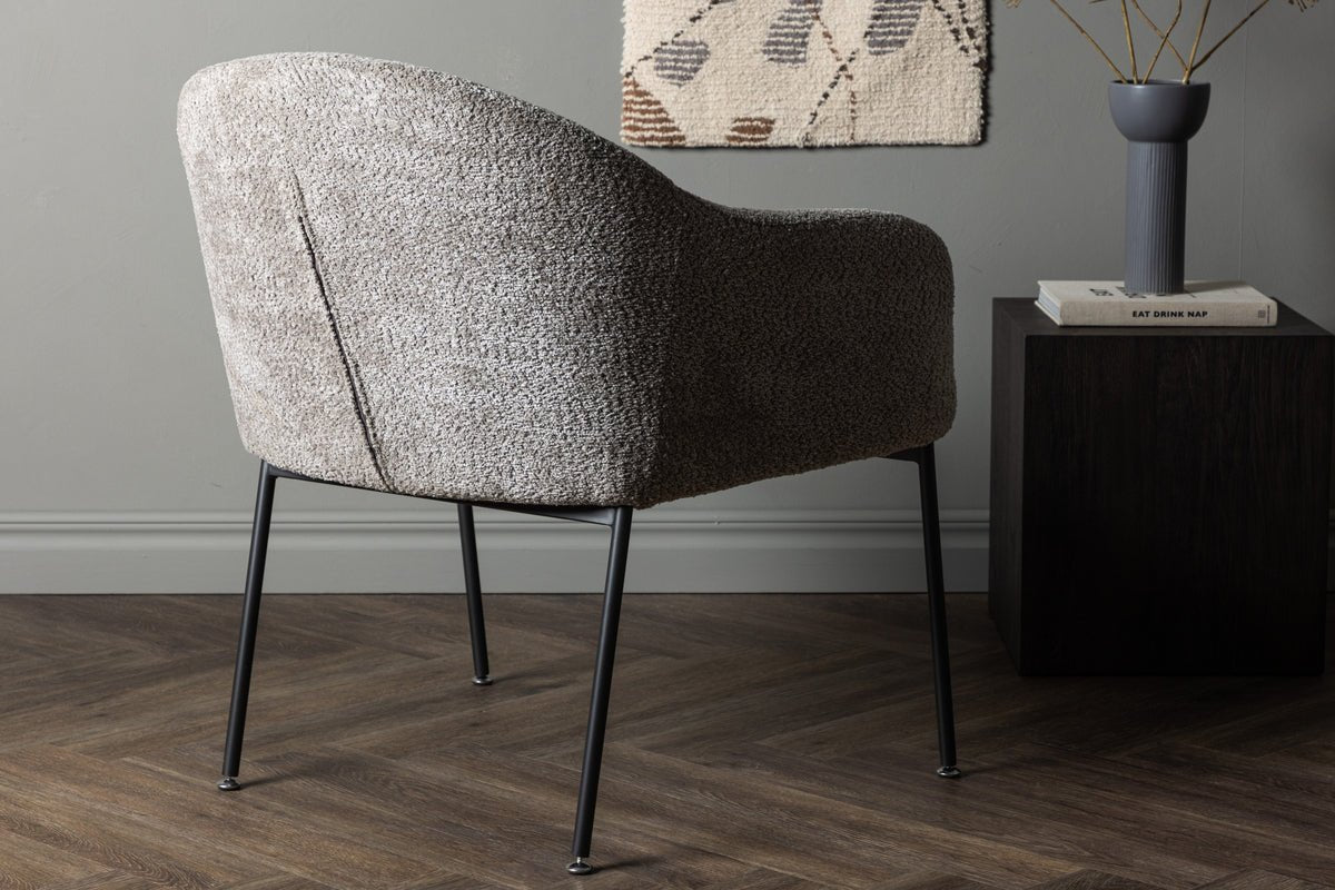 Armchair Kärnten - in Light Gray with Bouclé Upholstery