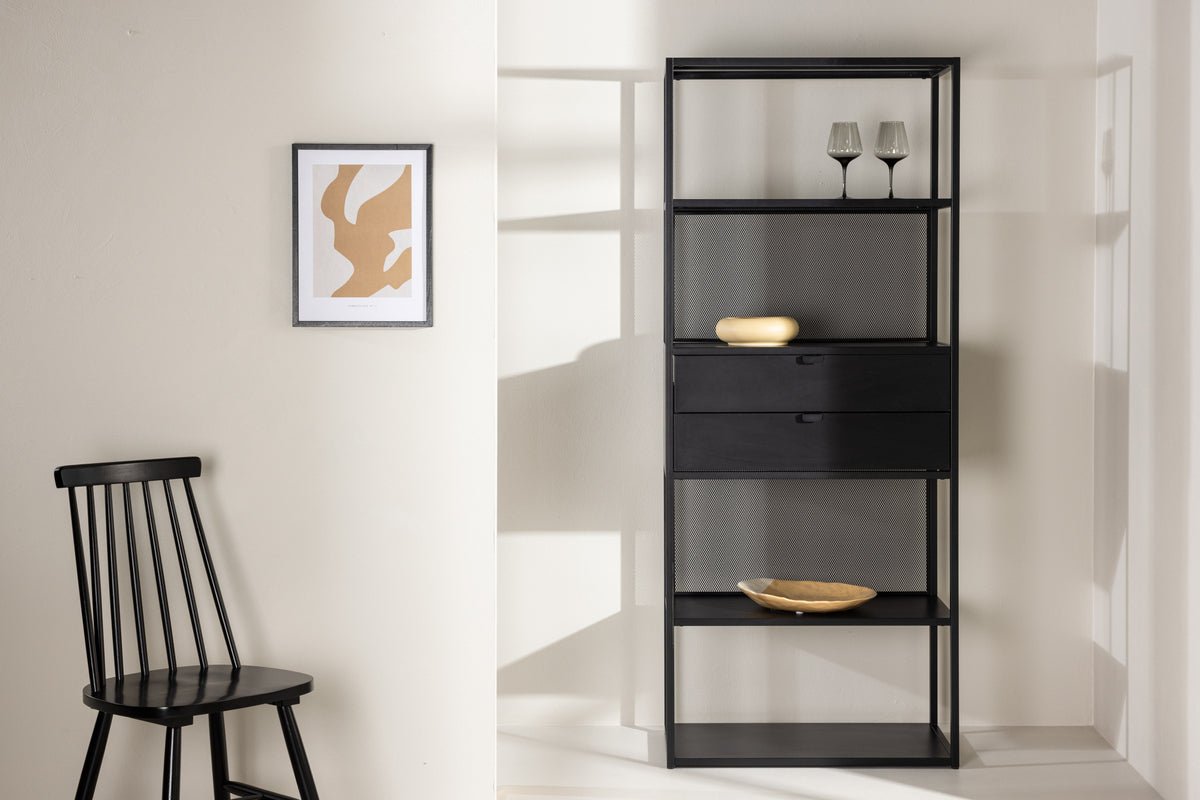 Regal Santiago – standing shelf with drawers in Black