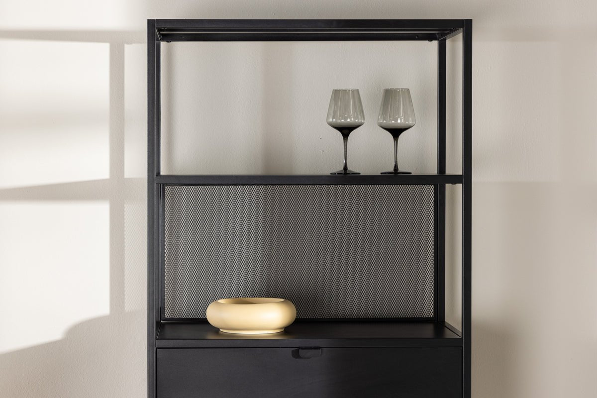 Regal Santiago – standing shelf with drawers in Black
