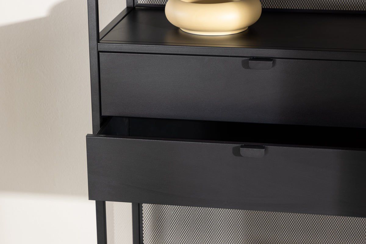 Regal Santiago – standing shelf with drawers in Black