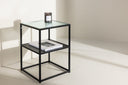 Side table Milano – made of black steel with glass top