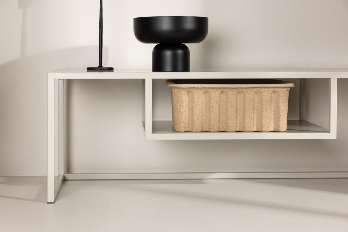 Designer TV lowboard Arvigo – Beige/Black, matte, made of steel