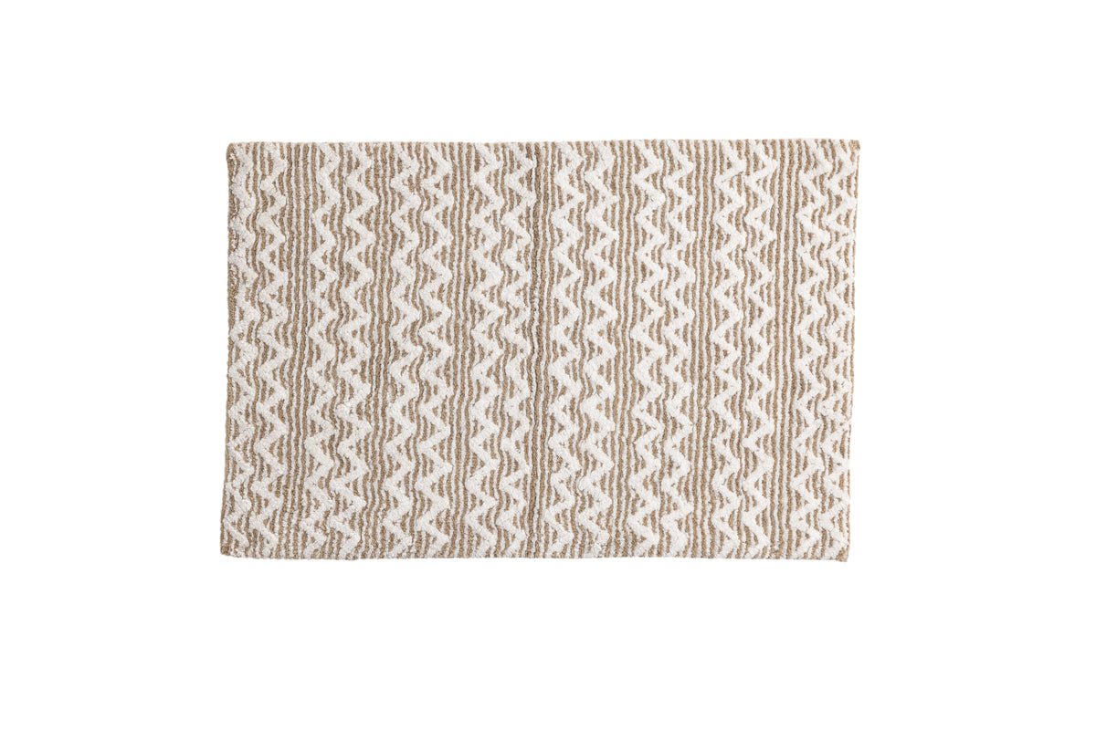 Bath Mat Sanur - in White-Beige Combination Made of Soft Cotton
