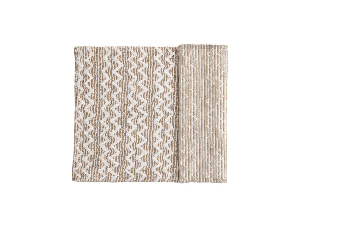 Bath Mat Sanur - in White-Beige Combination Made of Soft Cotton