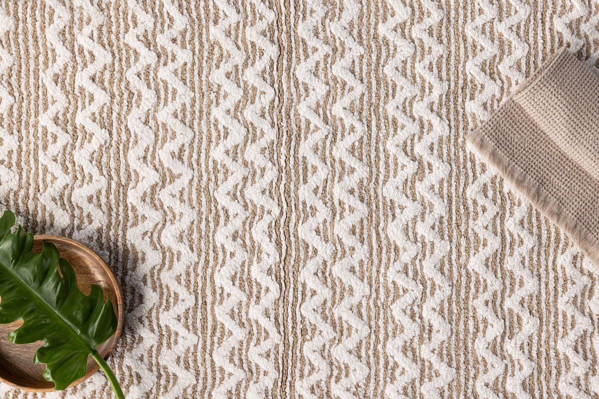 Bath Mat Sanur - in White-Beige Combination Made of Soft Cotton