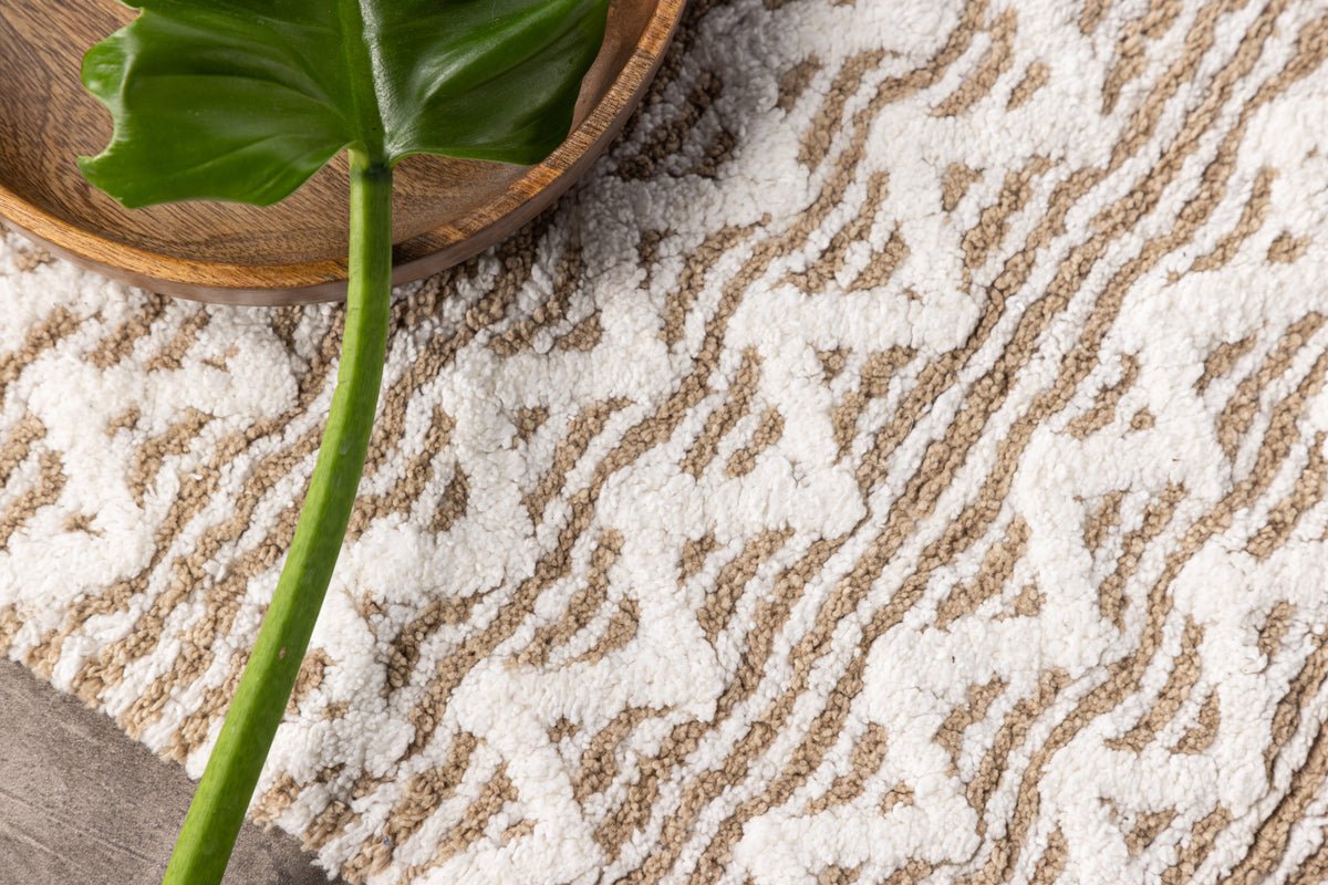 Bath Mat Sanur - in White-Beige Combination Made of Soft Cotton