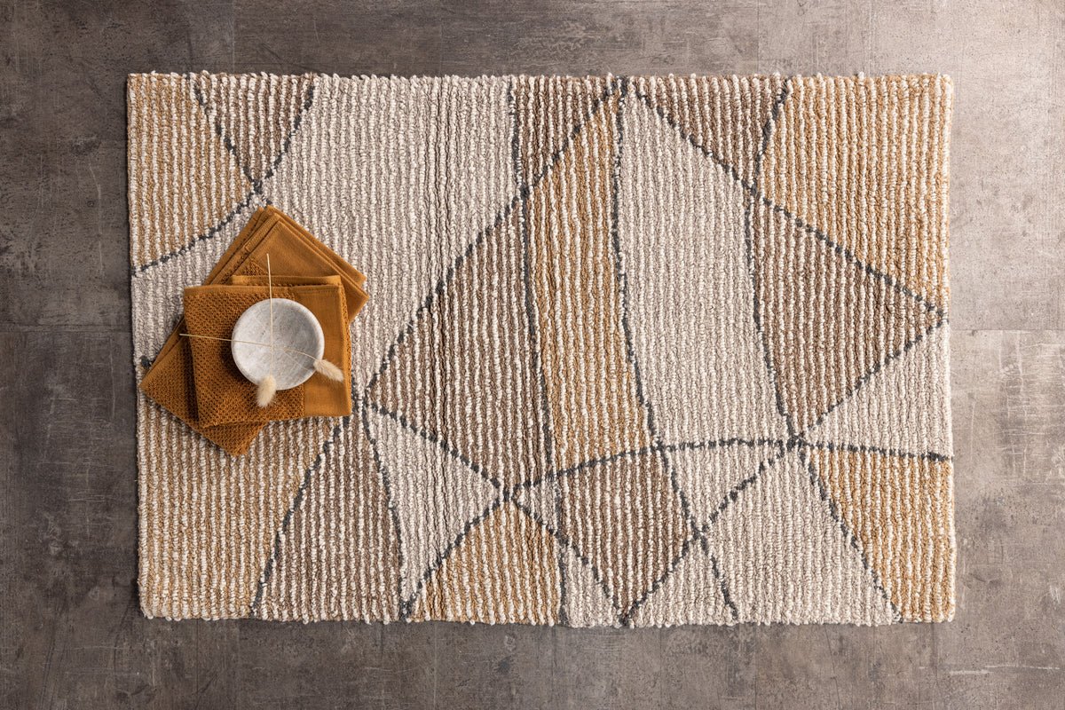 Bath Mat Canggu - in warm sand and gray tones made of natural cotton