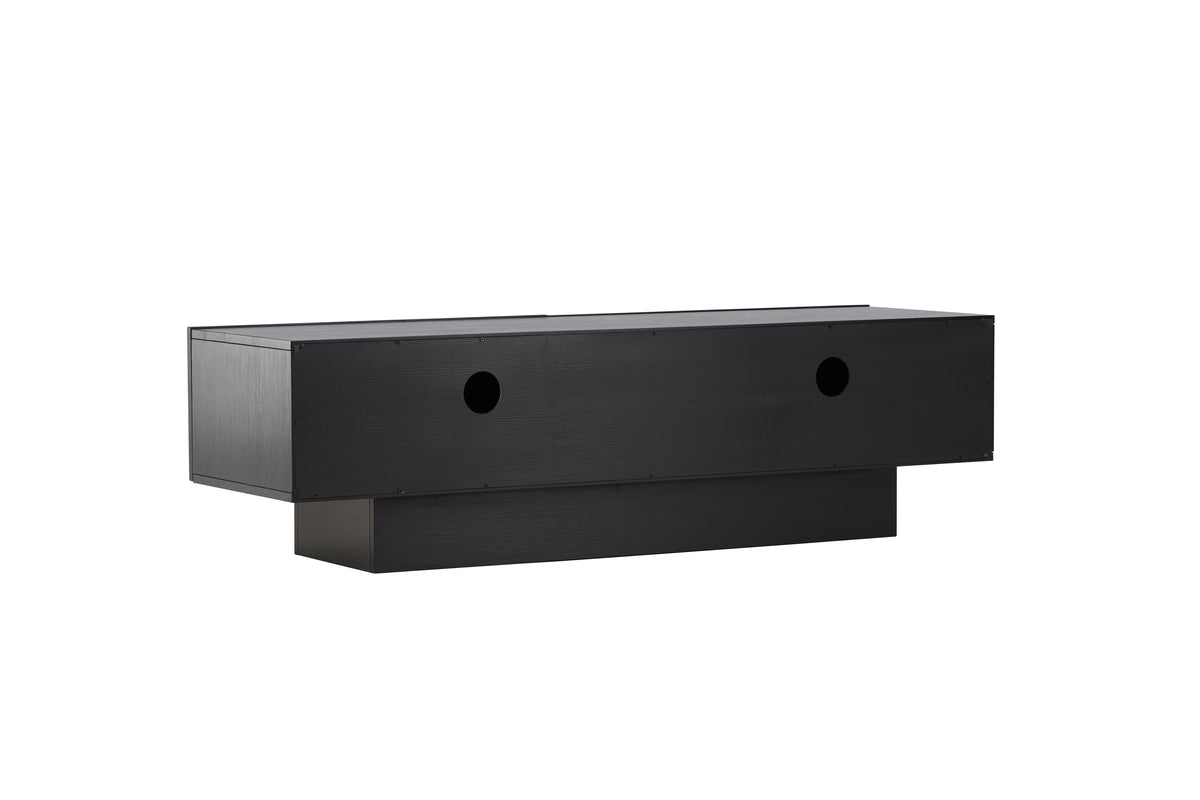 Designer TV lowboard Avento – Black, matte, with central foot