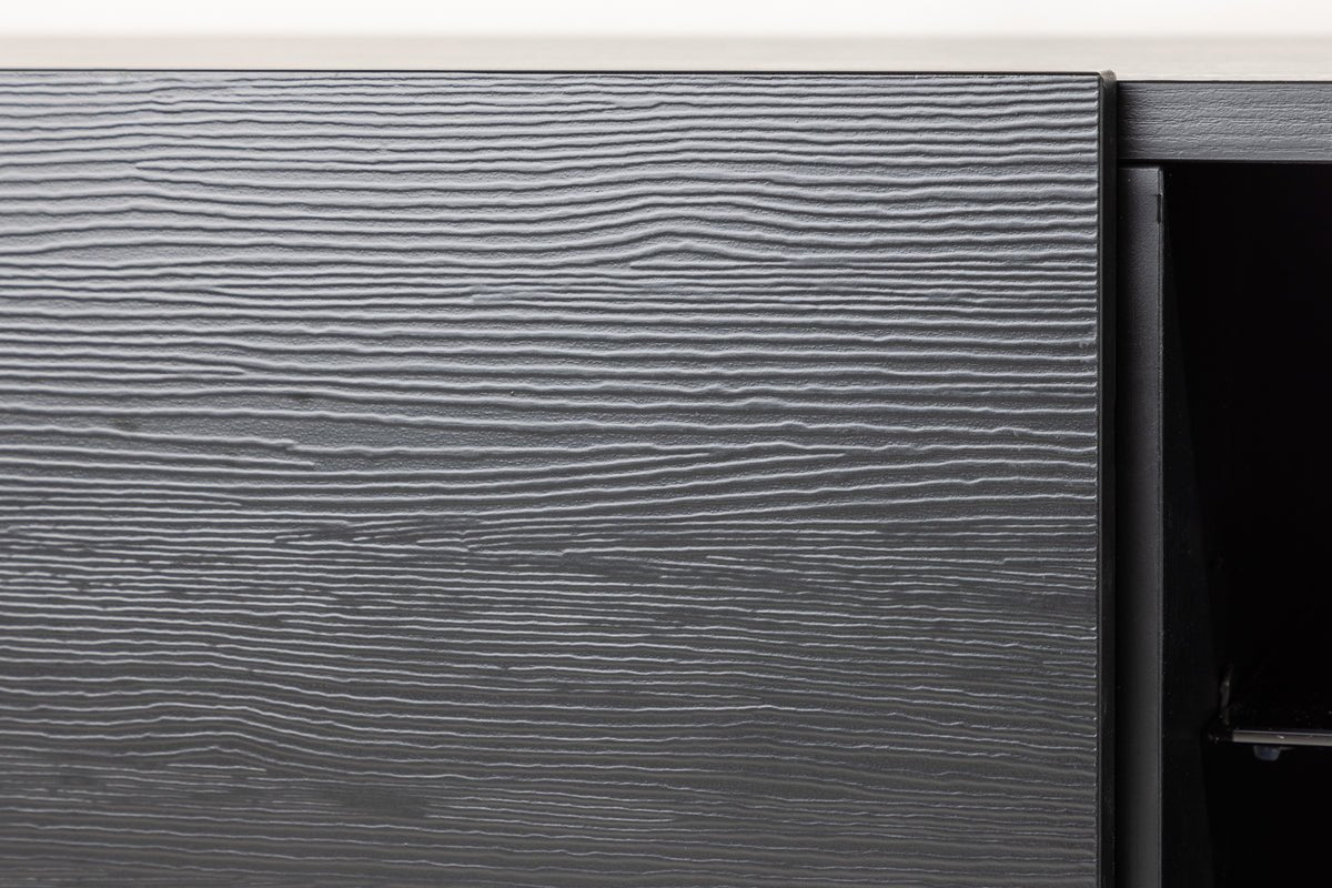 Designer TV lowboard Avento – Black, matte, with central foot