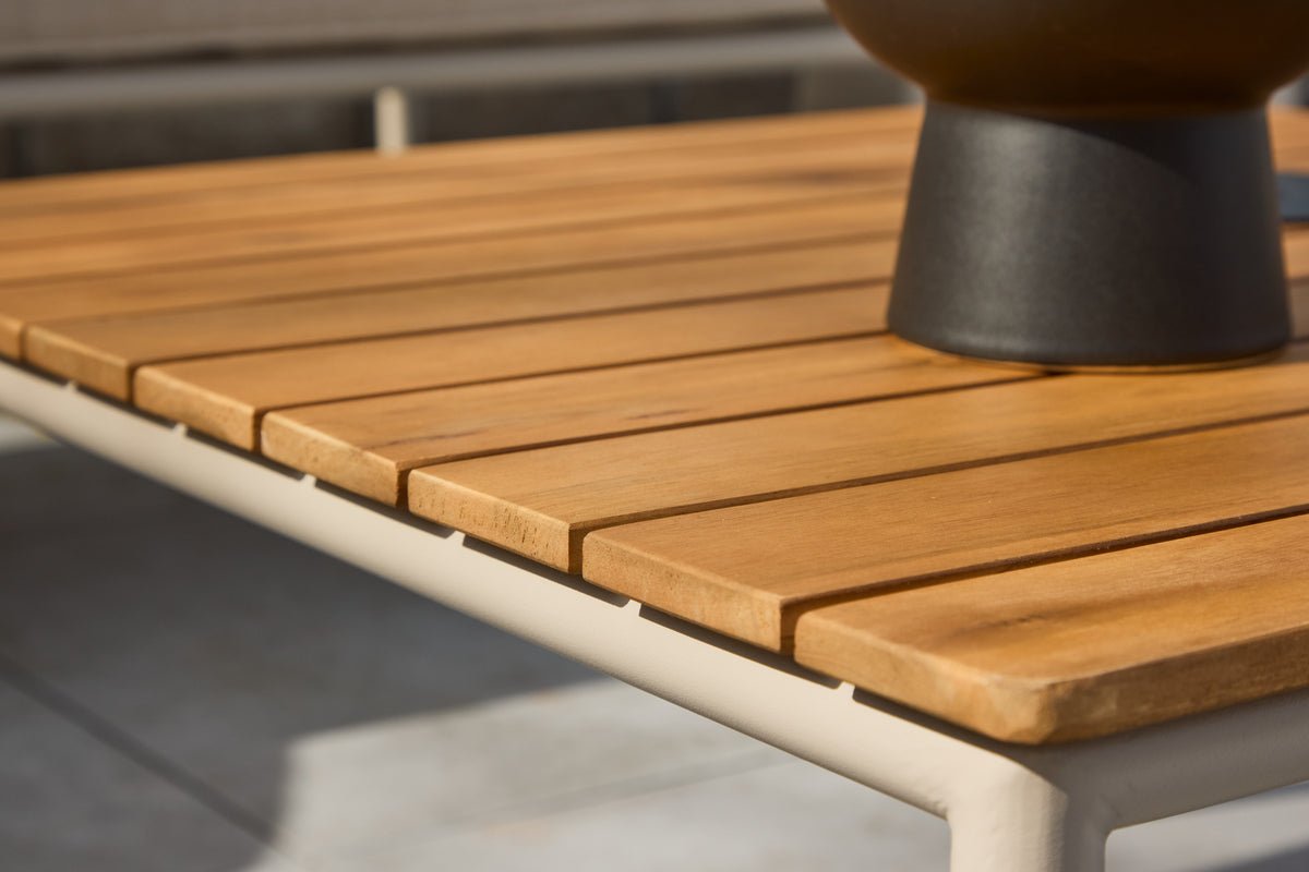 Garden Lounge Set Sienna – 3-piece Outdoor Sofa Set in Beige with Acacia Wood Table