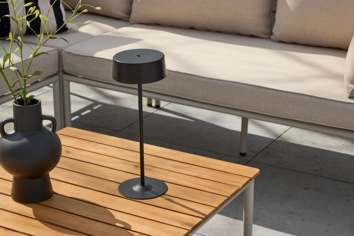 Garden Lounge Set Sienna – 3-piece Outdoor Sofa Set in Beige with Acacia Wood Table