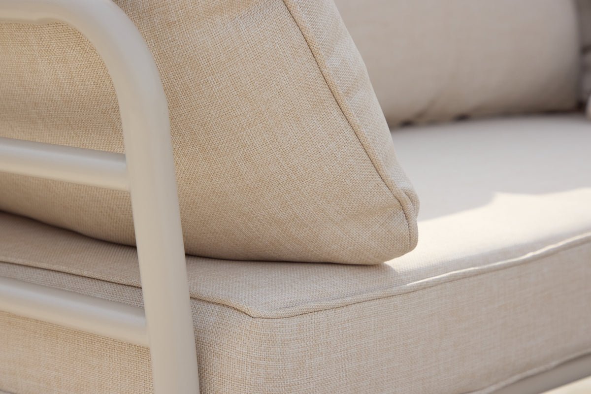 Garden Lounge Set Sienna – 3-piece Outdoor Sofa Set in Beige with Acacia Wood Table