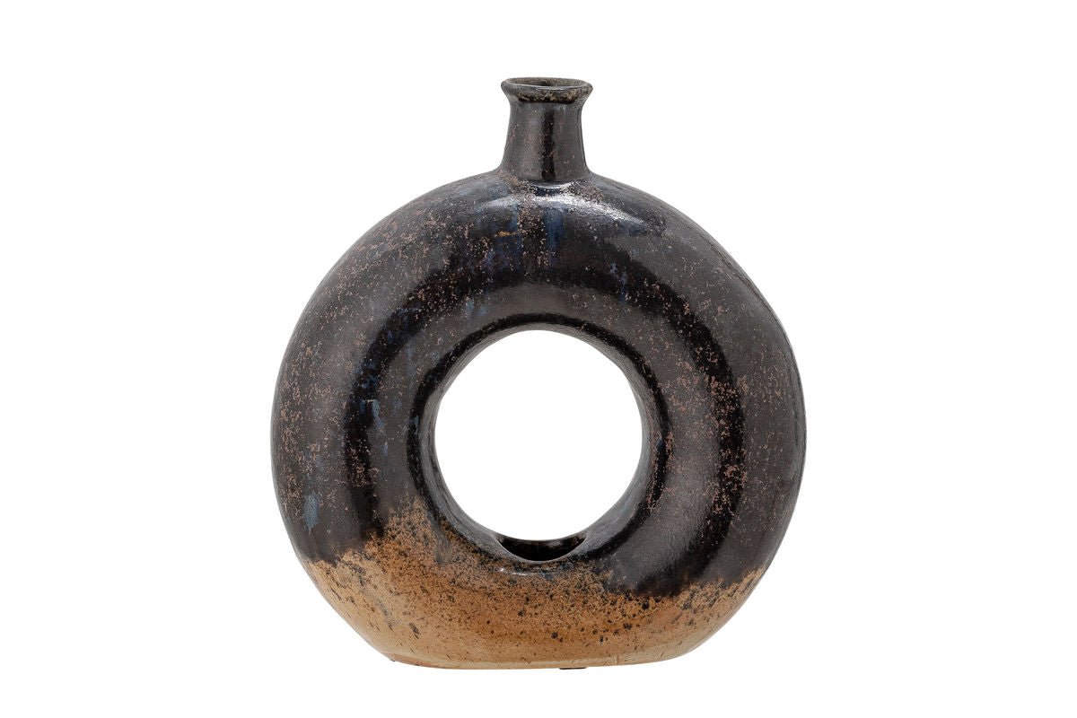 Vase "Brown Circle" - brown ceramic vase