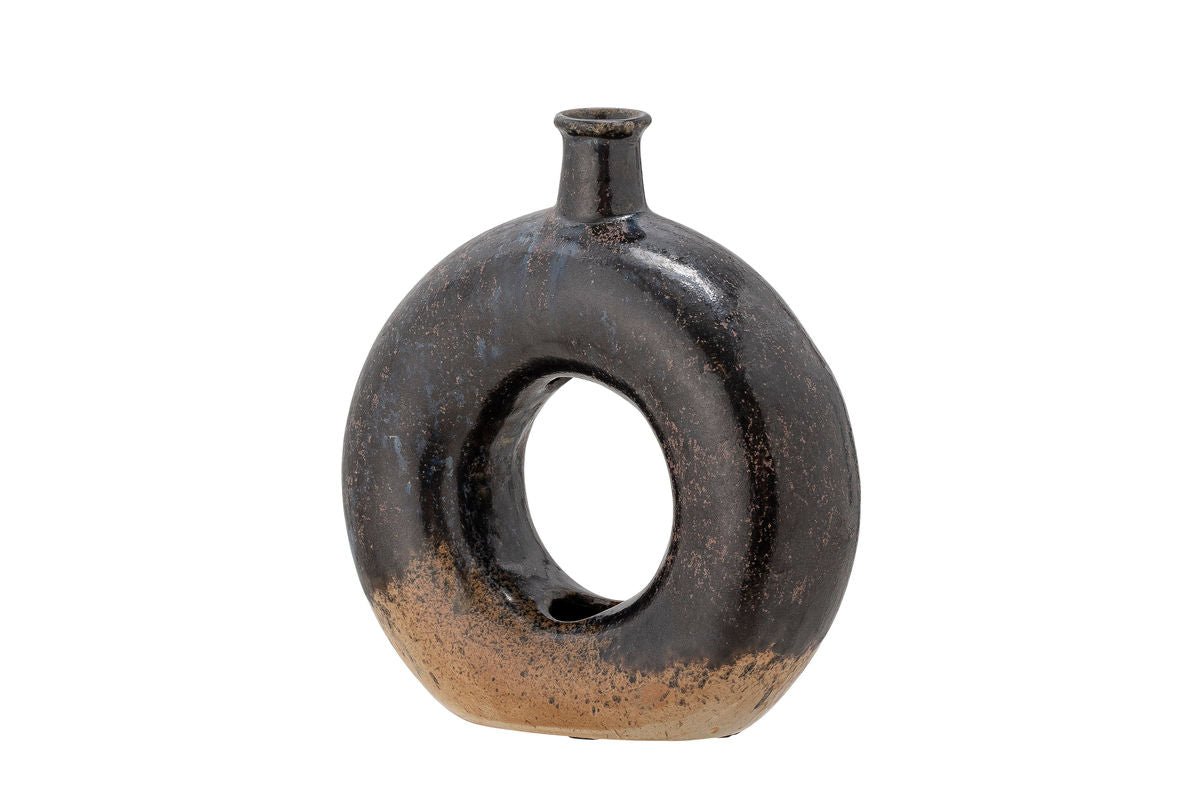 Vase "Brown Circle" - brown ceramic vase