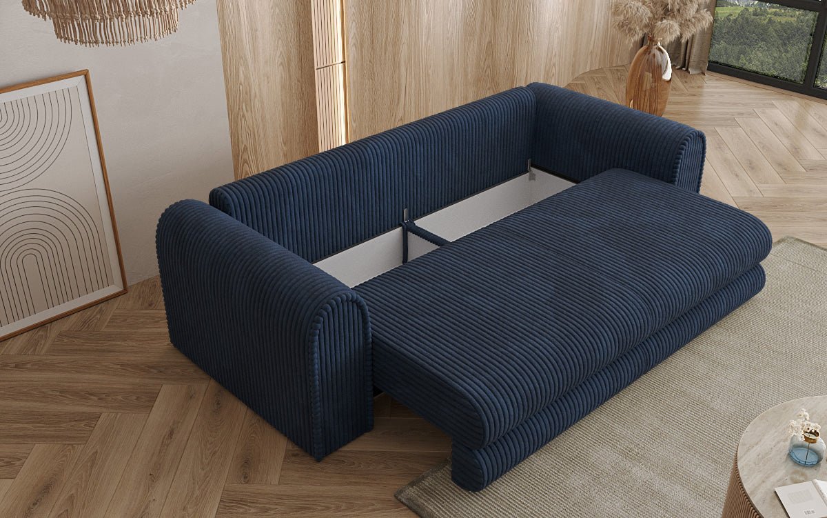 Designer Sofa Lil Buddy 3-seater with sleeping function and storage in wide corduroy