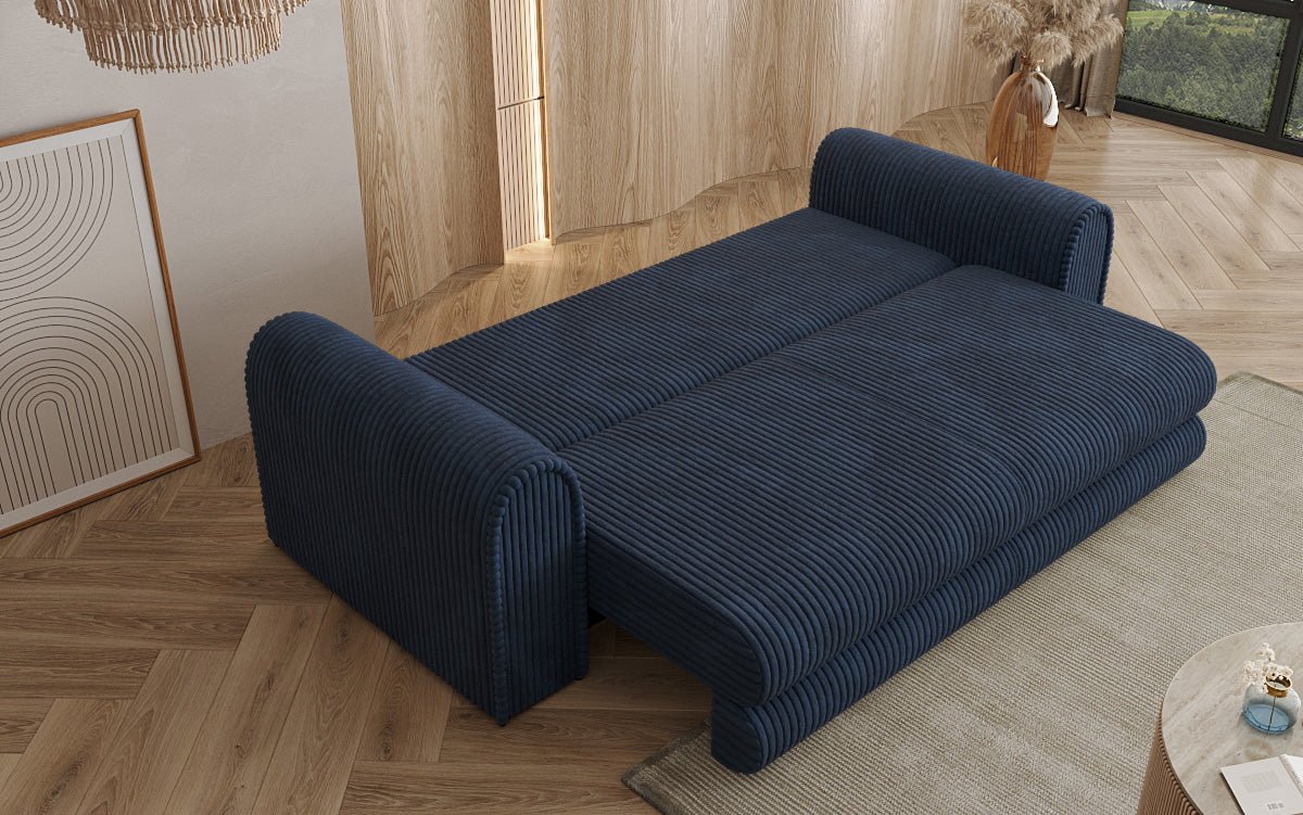 Designer Sofa Lil Buddy 3-seater with sleeping function and storage in wide corduroy