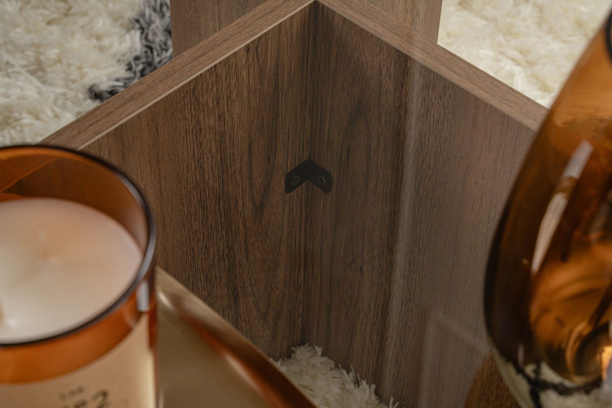 Coffee Table Menora - with Rectangular Glass Top in Walnut Finish