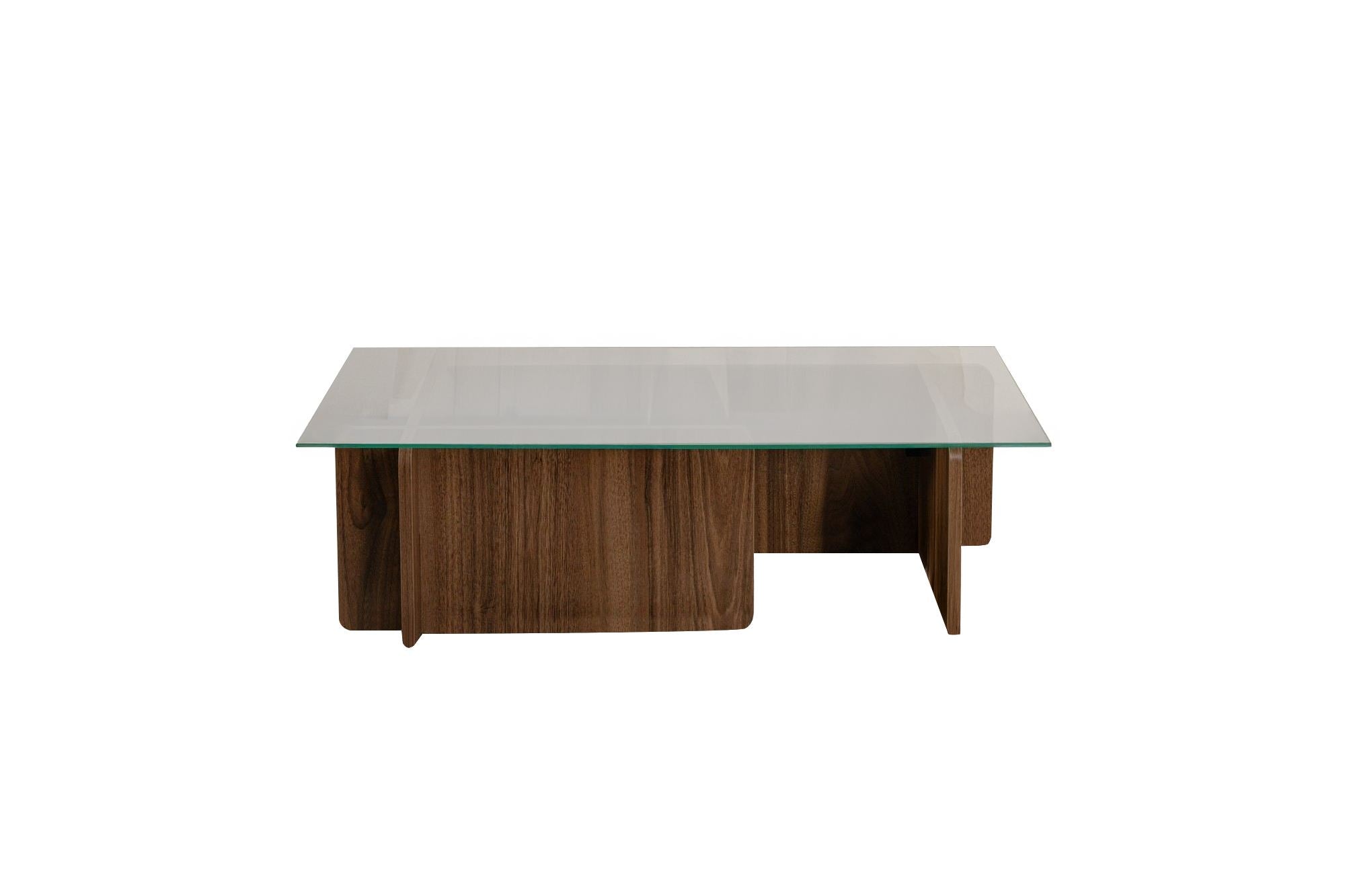 Coffee Table Menora - with Rectangular Glass Top in Walnut Finish