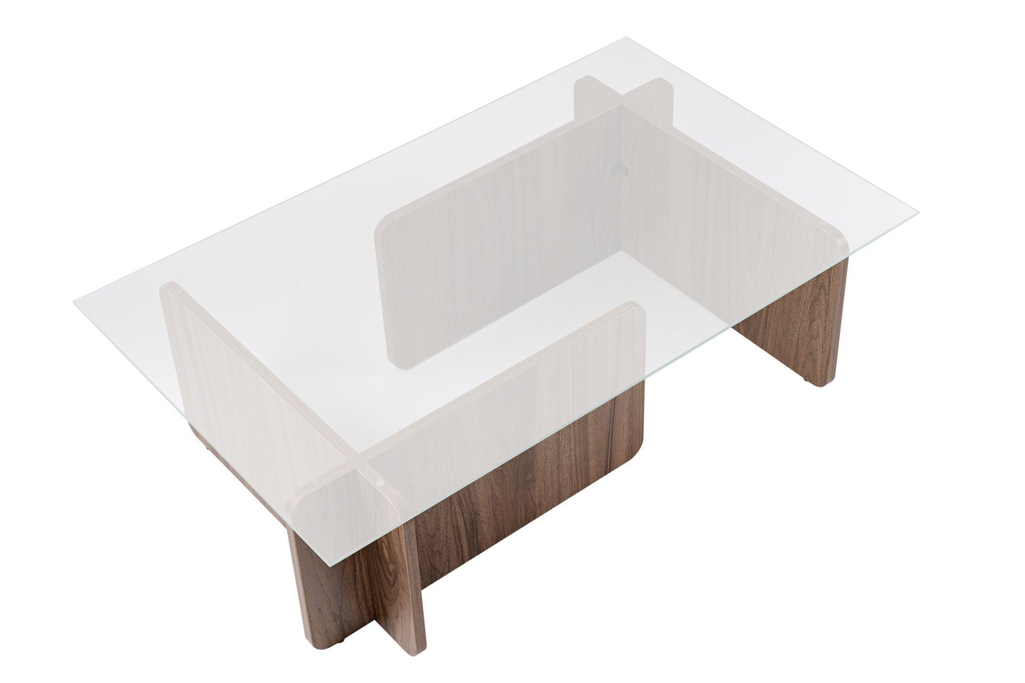 Coffee Table Menora - with Rectangular Glass Top in Walnut Finish