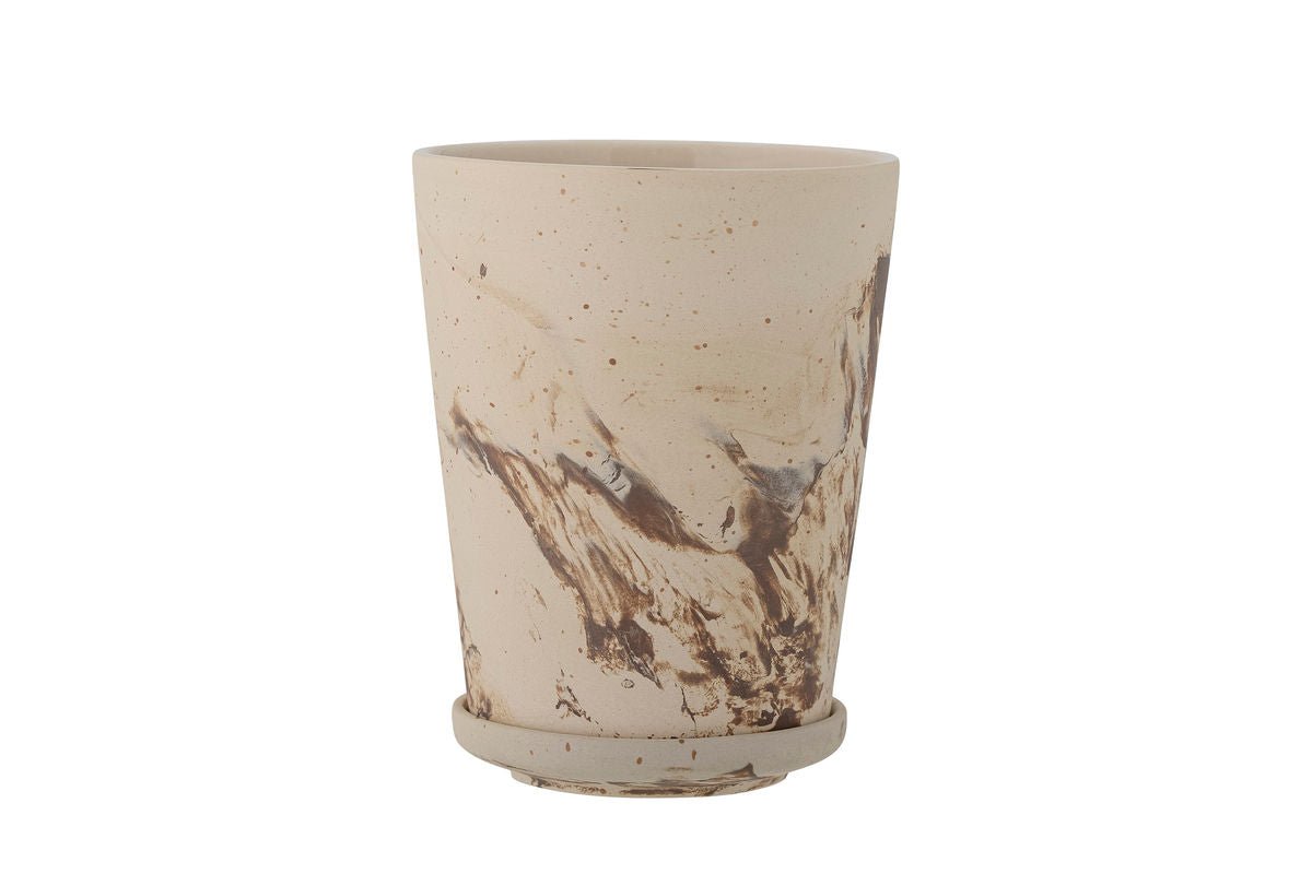 Flower Pot Siena – Watercolor Glaze in Warm Brown with Saucer