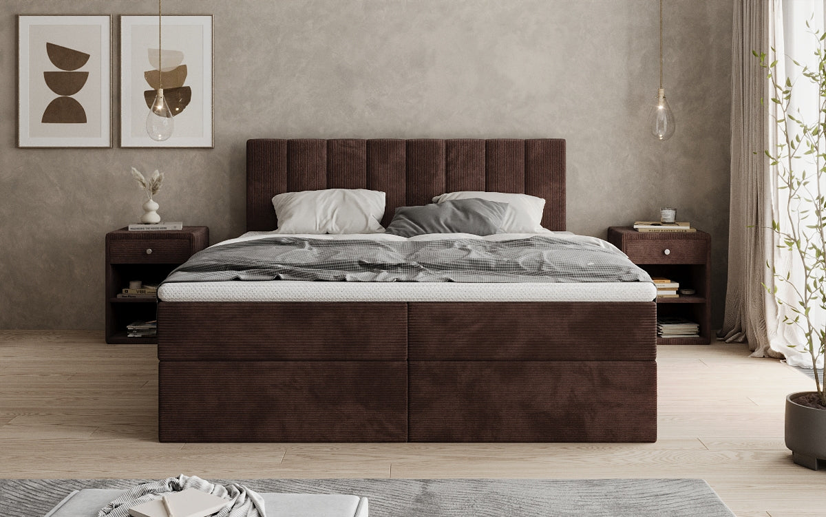 Sofia box spring bed in Corduroy with storage